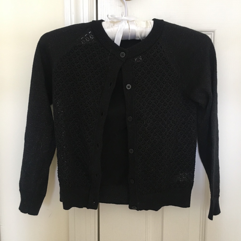 Girl Button Down Black Dress Cardigan